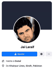 a facebook page for jai laraf with a picture of a man in a circle