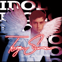 a poster for troye sivan shows a man with wings