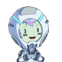 a cartoon character is wearing a space suit and a helmet