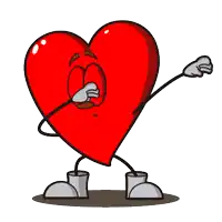 a cartoon heart with arms and legs is covering his face