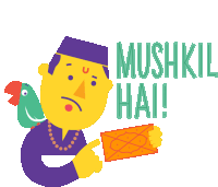 a cartoon of a man holding an envelope with the words mushkil hai