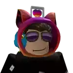 a roblox character wearing sunglasses and a cat ear headband .