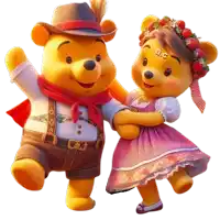 winnie the pooh and his wife are dancing together