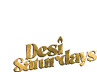 a gold logo for desi saturdays with a candle