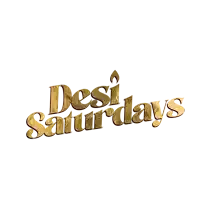 a gold logo for desi saturdays with a candle