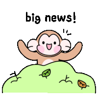 a cartoon of a monkey sitting on top of a hill with the words big news written below it .