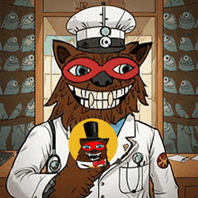 a cartoon of a doctor wearing a top hat