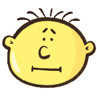 a cartoon drawing of a yellow face with a c on it