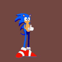 a cartoon of sonic the hedgehog giving a thumbs up sign