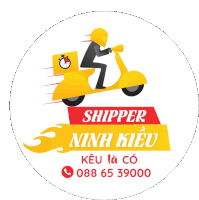 a sticker with a man on a scooter that says shipper ninh kieu