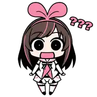 a cartoon drawing of a girl with a pink bow on her head and the words " ?? " below her