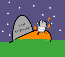 a cartoon drawing of a tombstone that says r.i.p boykisser