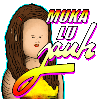 a cartoon of a woman with long hair and the words muka lu youth behind her