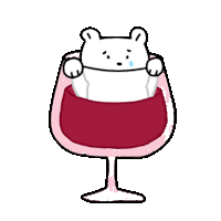 a cartoon of a polar bear sitting in a glass of wine .