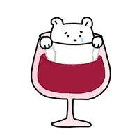 a cartoon of a polar bear sitting in a glass of wine .