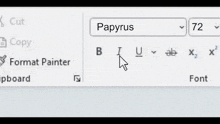 a computer screen with the word papyrus at the top of it