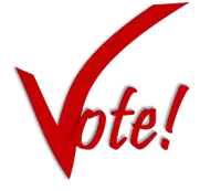 a red vote sign with a red check mark