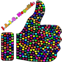 a thumbs up sign made of colorful hearts with the words j.a.s.g. nogalla 's below it