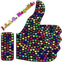 a thumbs up sign made of colorful hearts with the words j.a.s.g. nogalla 's below it