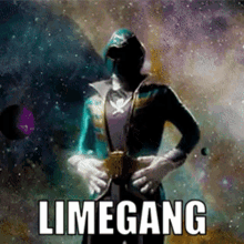 a picture of a superhero with the words limegang written on it