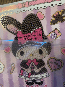 a my melody sticker with a bunny rabbit on it