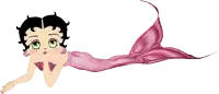 a cartoon of betty boop laying down with a pink tail