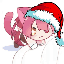 a drawing of a cat wearing a red santa hat