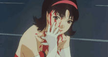 a girl with blood coming out of her face