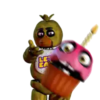 chica from five nights at freddy 's is holding a cupcake