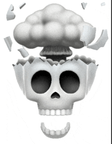 a cartoon skull with a cloud coming out of it