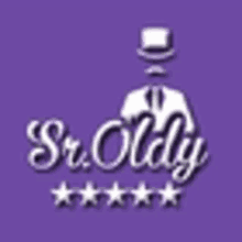 a logo for a hotel called sr. oldy on a purple background