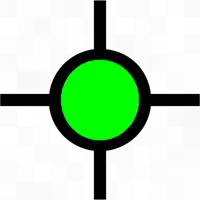 a green circle in a black circle with a cross in the middle .