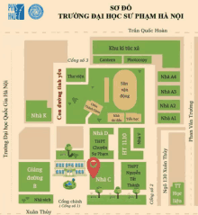 a map showing the location of a building called nhà c