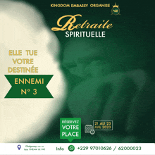 a poster for the kingdom embassy organise titled retraite spirituelle