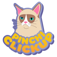 an illustration of a grumpy cat with the words crunchy licky written below it