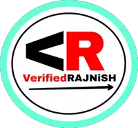 a logo for verifiedrajnish with a black r in the center