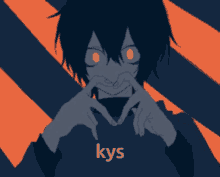 a drawing of a person with the word kys written on the bottom