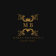 a logo for marea bogzaiala luxury event with a crown