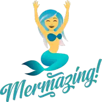 an illustration of a mermaid with the words merrymazing below it