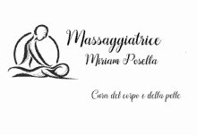 a black and white logo for a massage therapist named miriam posella