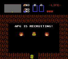 a video game screen that says apg is recruiting on it