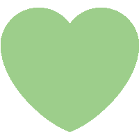 a green heart on a white background with a shadow