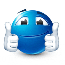 a blue smiley face is giving a thumbs up sign