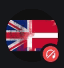 a british flag and a danish flag in a circle with a red headphone icon .