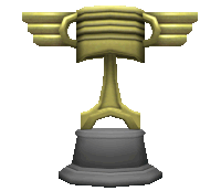 a trophy that looks like a piston with wings