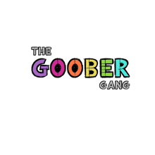 a colorful logo for the goober gang is displayed on a white background