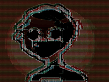 a pixelated image of a man with glasses and a black face