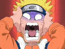 a cartoon of naruto screaming with his mouth wide open