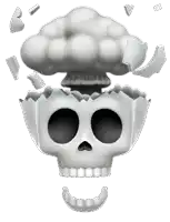 a skull with a cloud coming out of it 's mouth