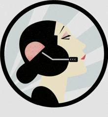 an illustration of a woman wearing a headset with the letter ccc on it